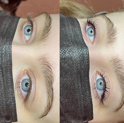 before and after LVL Lashes at JasminFrench Edinburgh
